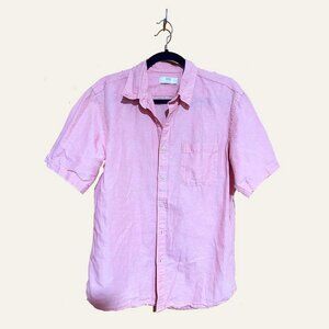 UNIQLO Men's Salmon Linen Short Sleeve Button Down